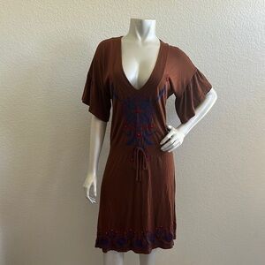 JWLA Johnny Was Women’s Brown Western Embroidered Dress